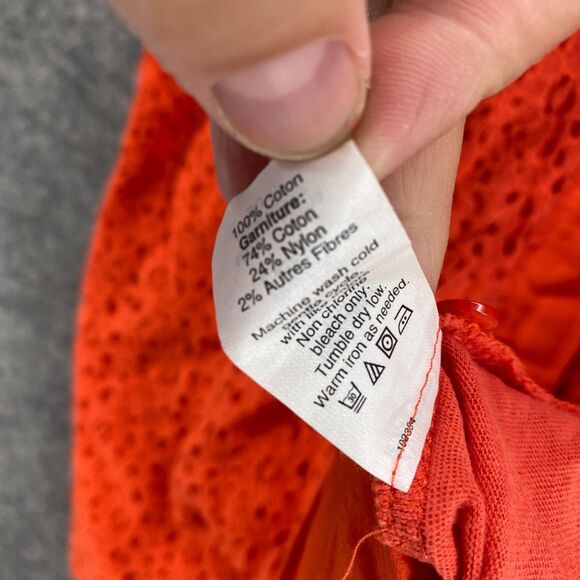 J. Crew Tank Women S Small Red Floral Crochet 1/2 Button Sleeveless Wide Strap - Picture 6 of 9